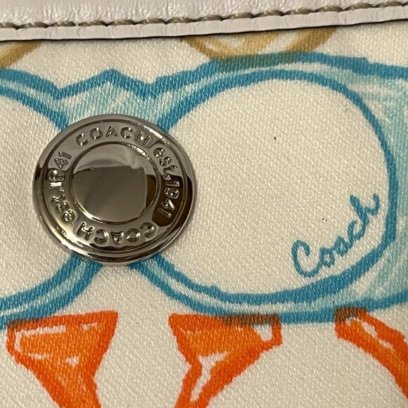 NWT COACH Hampton Scribble Wristlet Multicolor Pastel 'C' Logo 8" - Picture 2 of 11